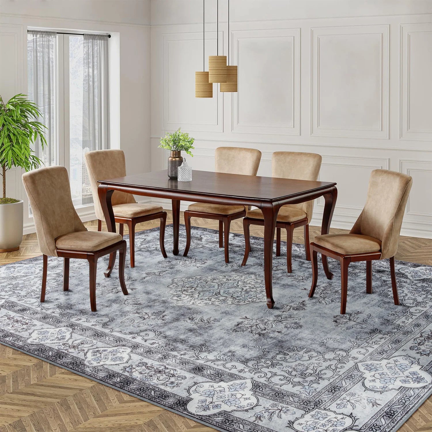Navak Carpet Area Rugs for Living Room Elegant Floral Traditional Faux Wool Area Rug