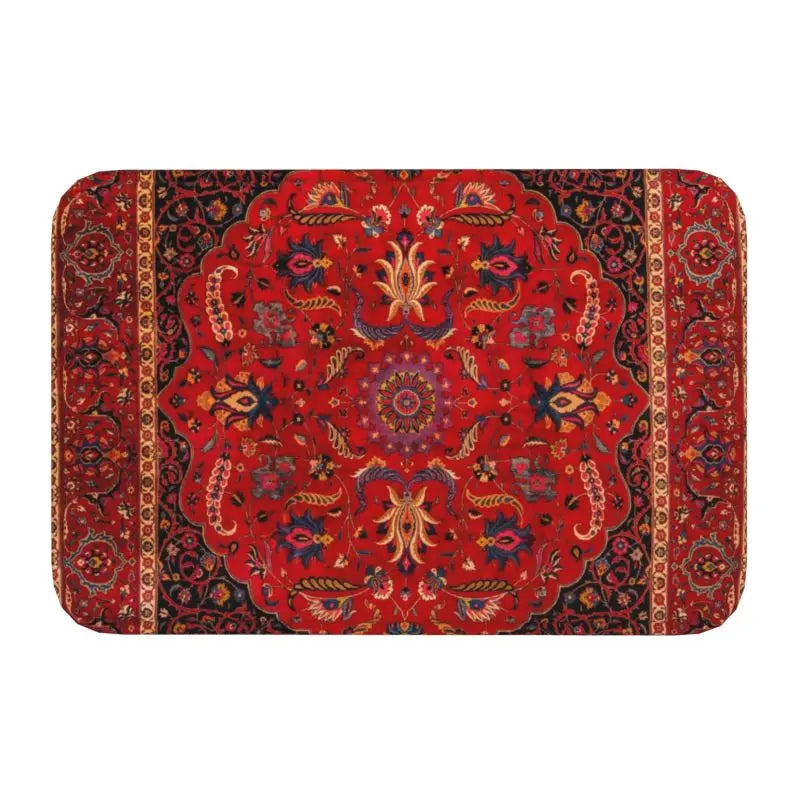 Navak Carpet Blue Antique Persian Isfahan Silk Rug With Animals Front Floor Door Entrance Mat Tribal Ethnic Floral Bath  Doormat Carpet Rug