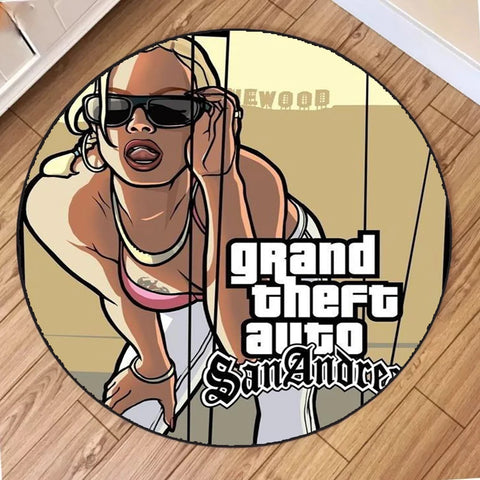 Navak Carpet Cartoon GTA Circle Carpet for Living Room Decor Personalized Round Area Rug Sofa Table Chairs Bedroom Decor Floor Mat