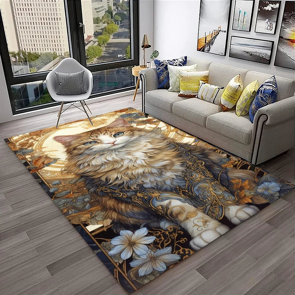 Navak Carpet 3D Cute Cat Flower Cartoon Carpet Rug for Home Living Room Bedroom Sofa Doormat Decor,Child Play Area Rug Non-slip Floor Mat
