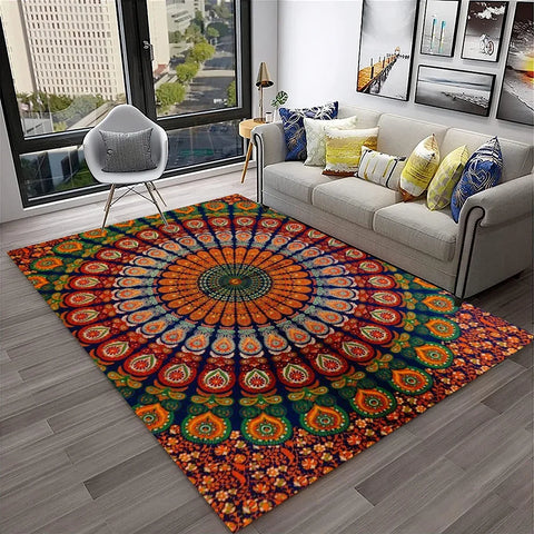 Navak Carpet 3D Mandala Bohemia Geometric Carpet Rug for Home Living Room Bedroom Sofa Kitchen Doormat Decor,Kid Area Rug Non-slip Floor Mat