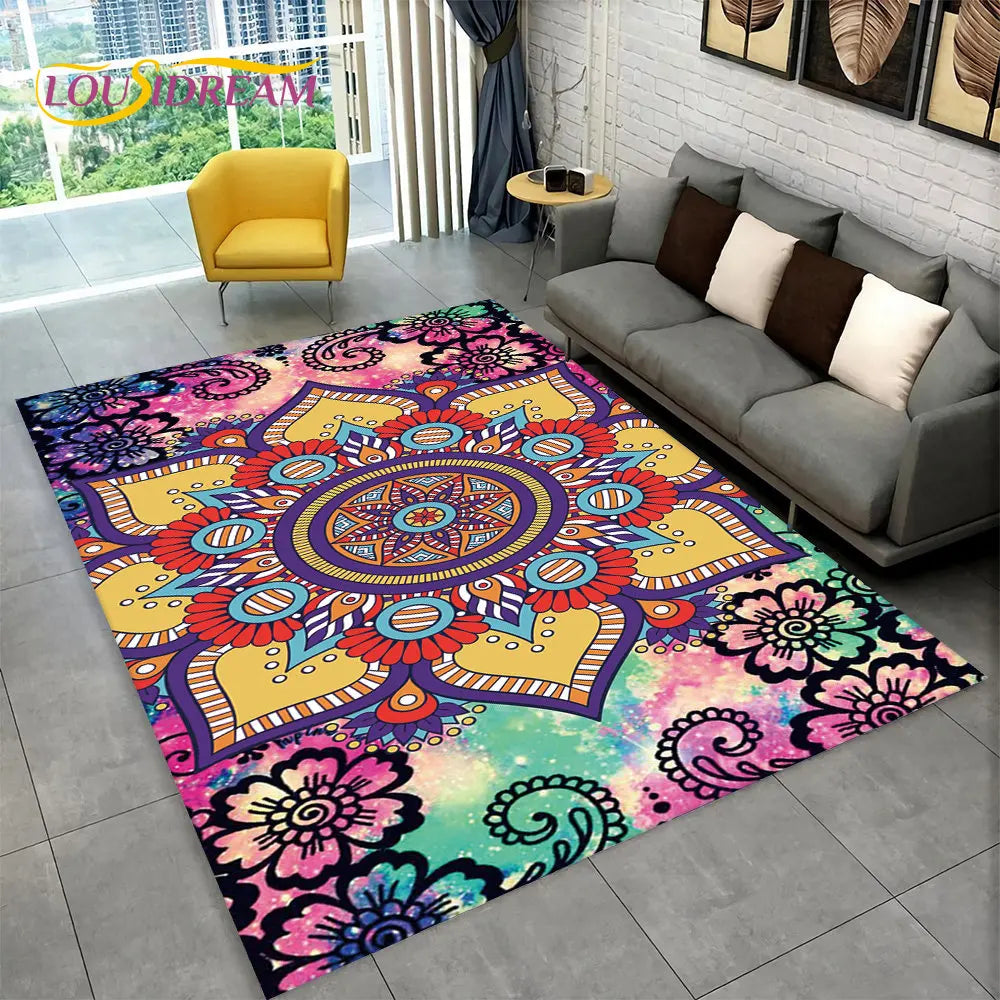 Navak Carpet Bohemia Mandala Geometric Area Rug,Carpet Rug for Home Living Room Bedroom Sofa Doormat Kitchen Decor,Kid Non-slip Floor Mats