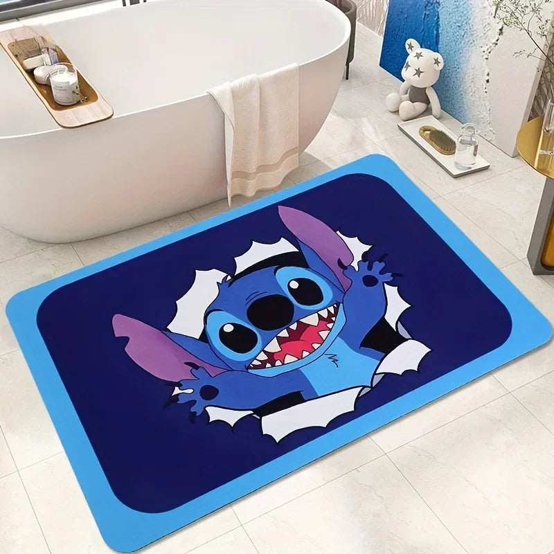 Navak Carpet Daily Picks Disney Stitch Non Slip Bathroom Absorbent Floor Mats Bedroom Living Room Kitchen Rugs Diatom Mud Carpet for Home Decor