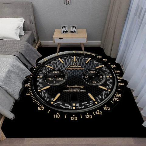 Navak Carpet Multi-functional O-OMEGA Dial Crown Watch Pointer Pattern Living Room Bedroom Sofa Decoration Carpet Floor Mat Rugs