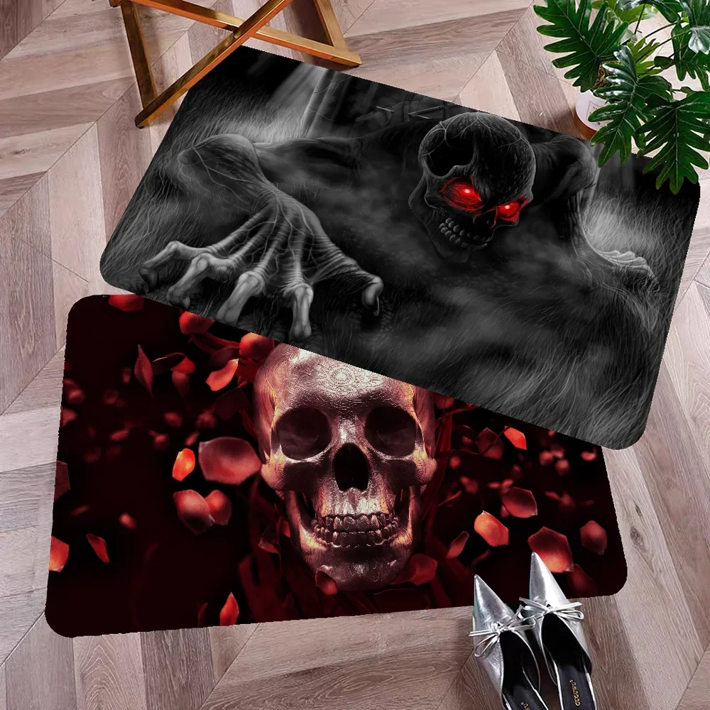 Navak Carpet Dark Horror Skull Anime Floor Carpet Nordic Style Home Doormat Bathroom-Toilet Mats Bedroom Bedside Mats