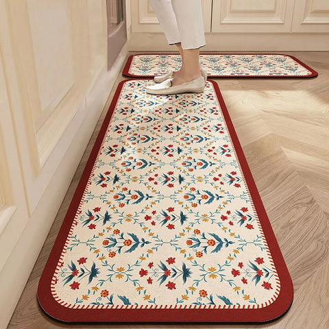 Navak Carpet Kitchen Mat Absorbent Printed Kitchen Rugs Non-slip Area Mat Hallway Long Carpets for Living Room Bedroom Entrance Doormat Bath