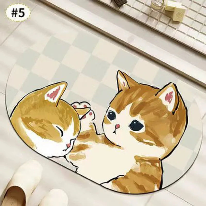 Navak Carpet Exclusive Picks Bathroom Entrance Floor Mat - Cute Cartoon Cat Bathroom Non-Slip Anti-Scratch Quick-Drying Foot Rug For Home Decoration