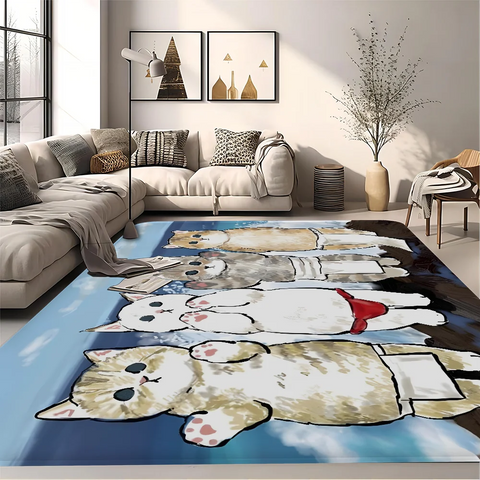 Navak Carpet Funny Cat mofusand Floor Mat Retro Multiple Choice Living Room Kitchen Rug Non-Slip Modern Home Decor