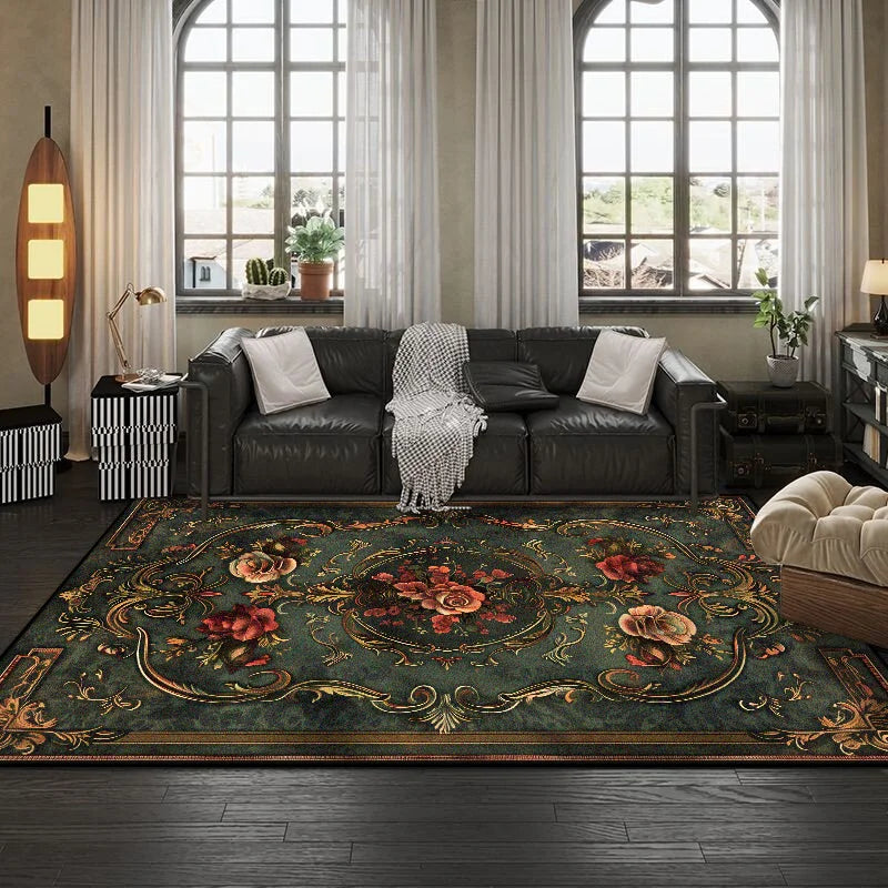 Navak Carpet European Style Flower Plant Living Room Carpet Luxury Decoration Home Sofa Area Soft Floor Mats Bedroom Cloakroom Non-slip Rug