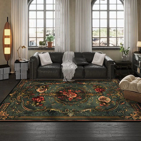 Navak Carpet European Style Flower Plant Living Room Carpet Luxury Decoration Home Sofa Area Soft Floor Mats Bedroom Cloakroom Non-slip Rug
