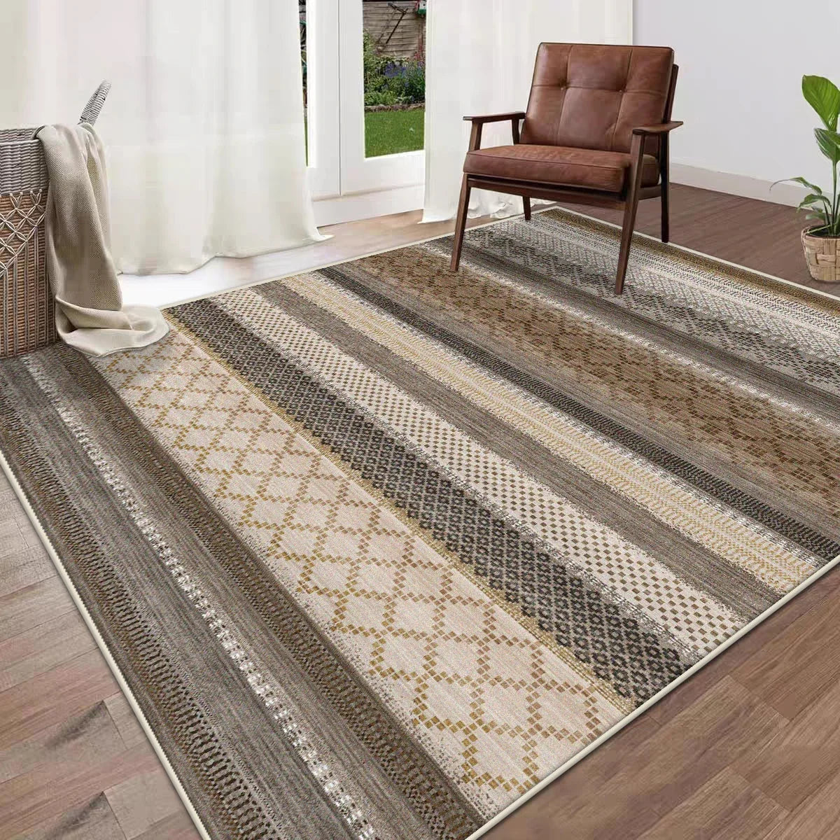 Navak Carpet Boho Style Moroccan Geometric Area Rug for Living Room Plush High-Pile Floor Mat Non-Slip Large Size