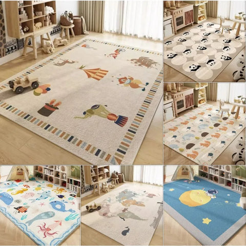Navak Carpet Carpet Room Bedroom Cartoon World Map Underwater World Space Rug Washable Non-slip Carpet Children's Playmat Home Decoration