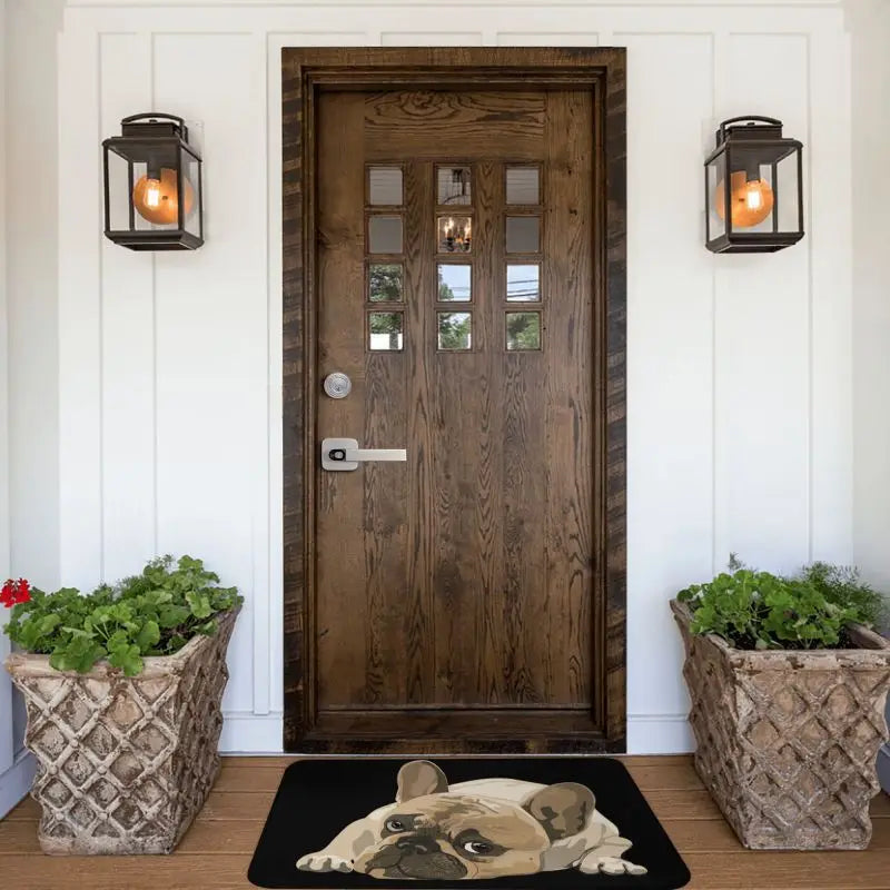 Navak Carpet Custom Cute French Bulldog Doormat Anti-Slip Entrance Kitchen Bathroom Door Floor Mat Garage Rug Carpet Footpad