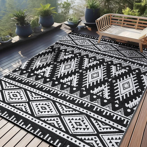 Navak Carpet Olanly Reversible Plastic Outdoor Rugs For Patio Non-slip Waterproof Rugs For Camping Large Foldable Fashion Carpets For Rooftop