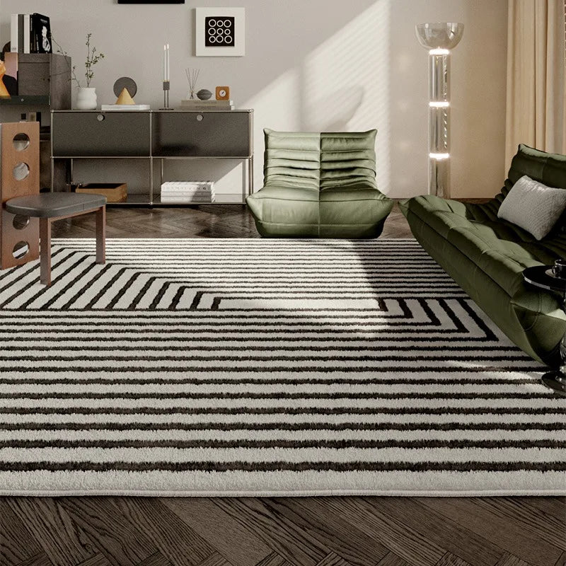 Navak Carpet French Simple Living Room Carpet Modern Light Luxury Plush Anti-slip Coffee Table Rug Home Decor Lines Bedroom Soft Floor Mat 러그
