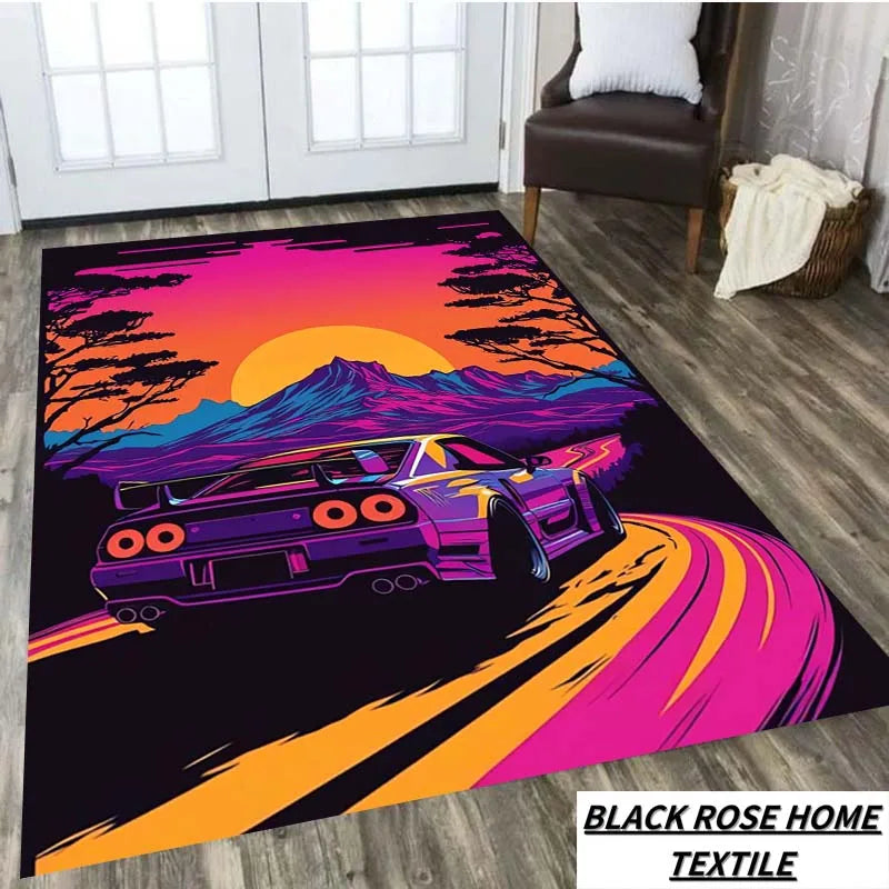 Navak Carpet Famous Sports Car G-gTR Racing Carpet Home Decoration Living Room Tea Table Office Desk Floor Mat Balcony Corridor Anti slip Rug