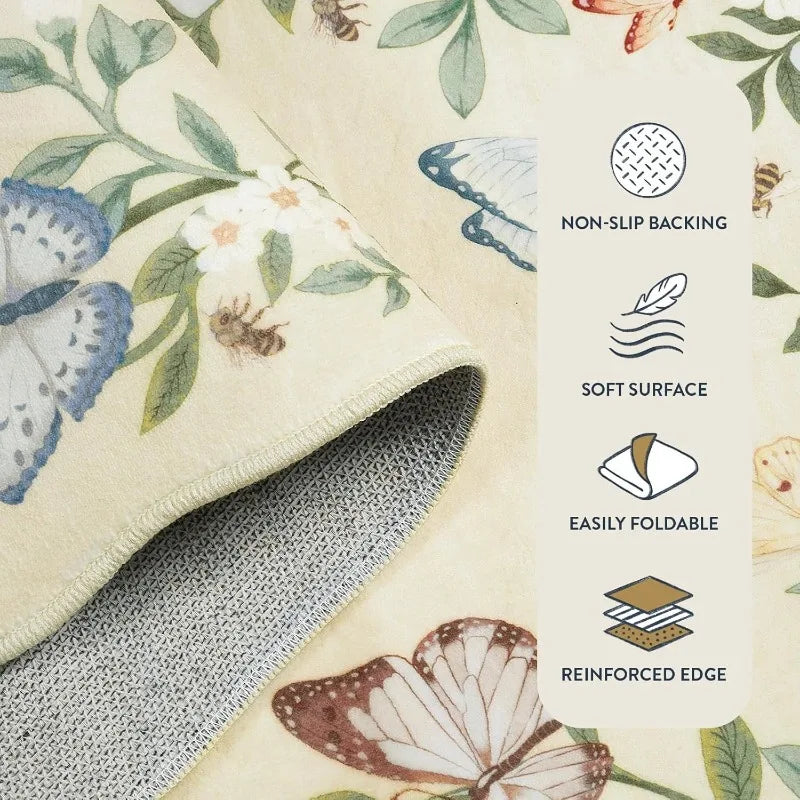 Navak Carpet Irregular Living Room Carpet Simple Butterfly Pattern Bedroom Bedside Rug Foldable Machine Washable Coffee Table Mat Kовер Tapis