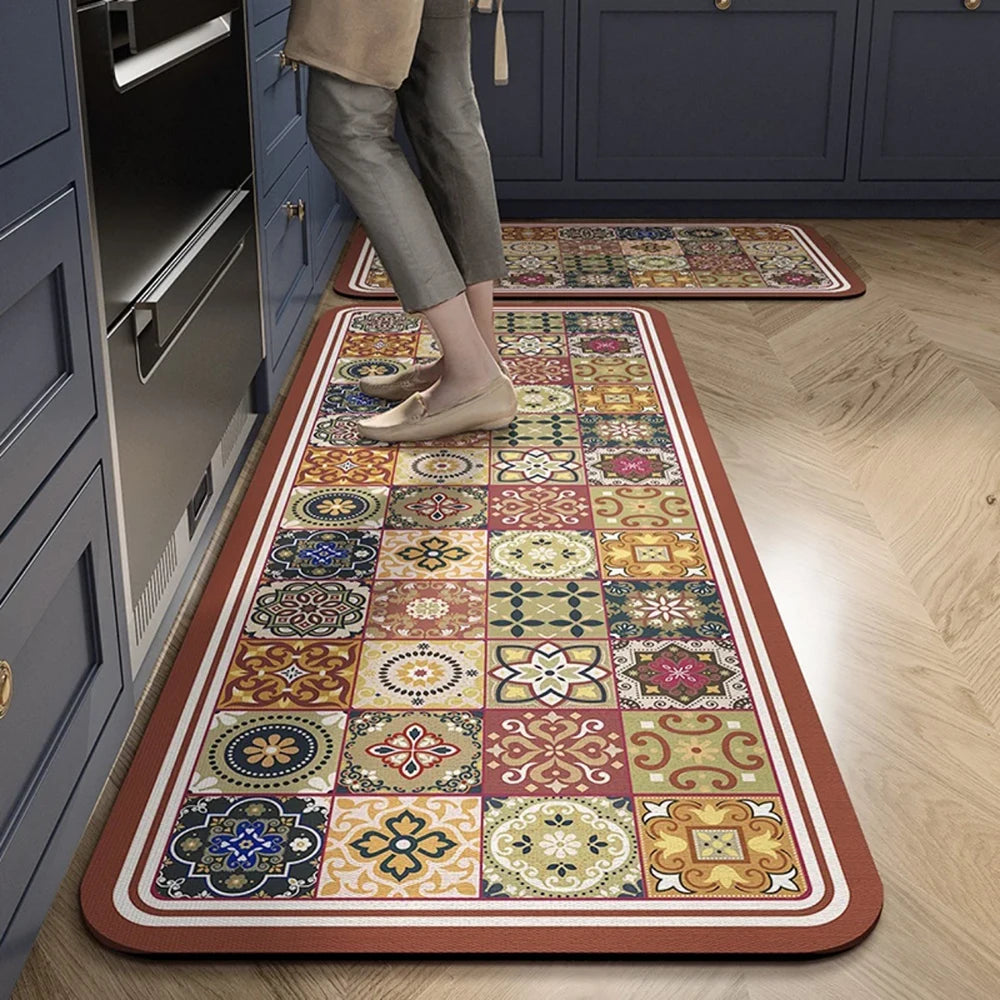 Navak Carpet Kitchen Mat Absorbent Printed Kitchen Rugs Non-slip Area Mat Hallway Long Carpets for Living Room Bedroom Entrance Doormat Bath
