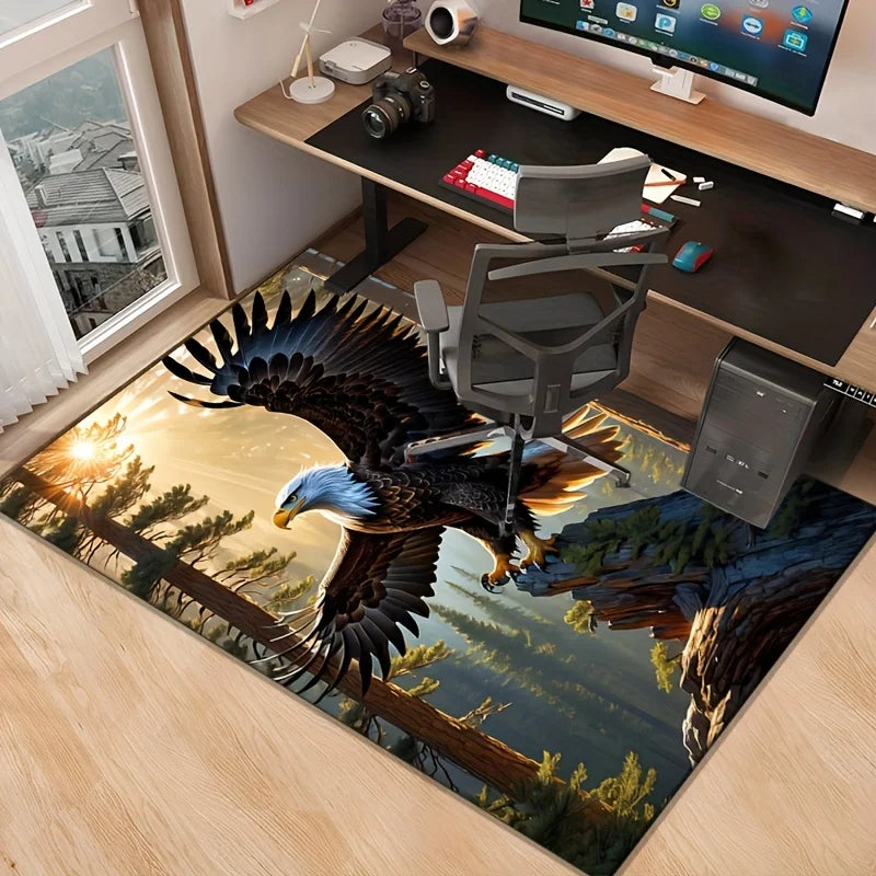 Navak Carpet 3D Eagle take-off printing area carpet-non-slip polyester chair carpet pad, living room interior bedroom decoration
