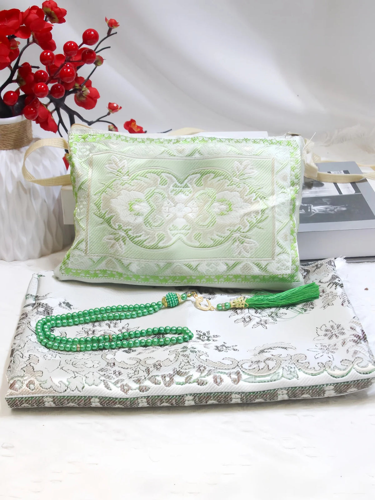 Navak Carpet Muslim Prayer Rug With Prayer Beads and Portable Bag Muslim Gift Islamic  Soft Mat Gifts Set Turkish Carpet For Ramadan Eid Hajj