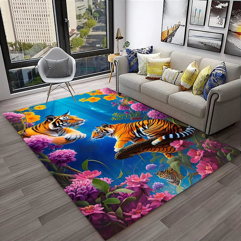 Navak Carpet 3D Dream Tiger Animal Cartoon Carpet Rug for Home Living Room Bedroom Sofa Doormat Decor,Child Play Area Rug Non-slip Floor Mat