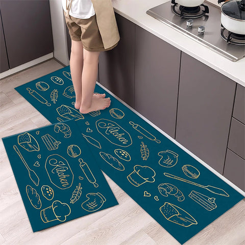 Navak Carpet Polyster Waterproof Oilproof Kitchen Mat Printed Antislip Bath Mat Soft Bedroom Floor Mat Living Room Carpet Doormat Kitchen Rug