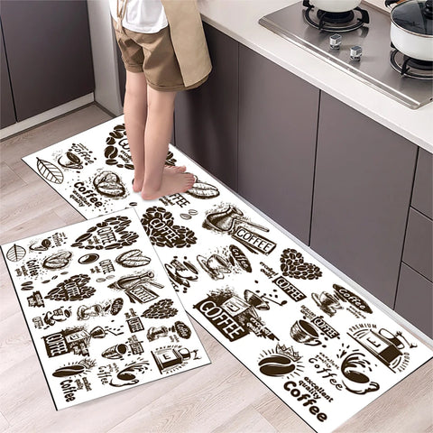 Navak Carpet Polyster Waterproof Oilproof Kitchen Mat Printed Antislip Bath Mat Soft Bedroom Floor Mat Living Room Carpet Doormat Kitchen Rug