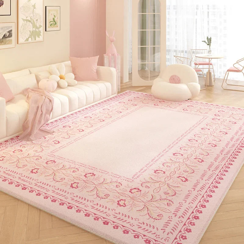 Navak Carpet Living Room Carpet Pink Flower Rug Big Size Home Decoration Floor Mat Soft Plush Room Decor Large Area Rugs Shaggy Bedroom