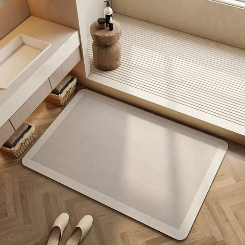 Navak Carpet Absorbent Bath Rug Mat Bathroom Non-slip Area Bath Rug Home Decor Cream Beige Stripes Area Rugs Toilet Entrance Diatom Mud Mat