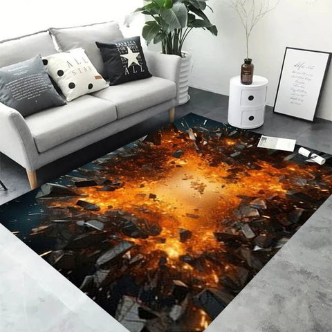 Navak Carpet 3D Volcano Lava Magma Rugs Carpet for Bedroom Decor Living Room Large Area Rugs Bedside Non-slip Floor Mat Home Entrance Doormat
