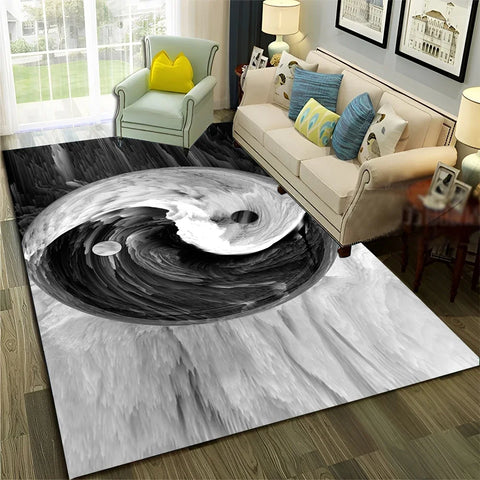 Navak Carpet Chinese 3D Tai Chi Bagua Yin Yang  Carpet Rug for Home Living Room Bedroom Sofa Doormat Decor,Child Area Rug Non-slip Floor Mat
