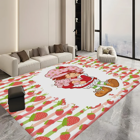Navak Carpet S-Strawberry-Pink girl Floor Mat Bathroom Mat Kids Room Bedroom Decoration Balcony Anti-Slip Doormat Living Room Welcome Rug
