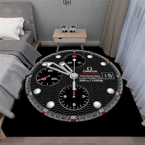 Navak Carpet Multi-functional O-OMEGA Dial Crown Watch Pointer Pattern Living Room Bedroom Sofa Decoration Carpet Floor Mat Rugs