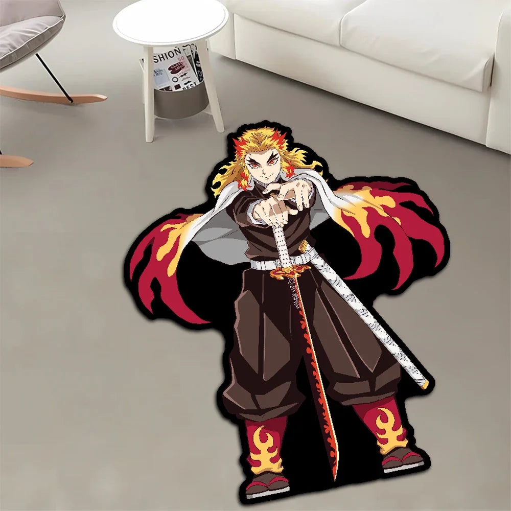 Navak Carpet Area Rug Anime Demon Slayer Nezuko Kokushibou Tanjirou Kanroji Kochou Gokudera Makoto Creative Printed Carpet for Home Decor