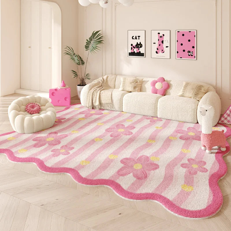 Navak Carpet Irregular shape Carpets for Living Room Pink Bedroom Decor Rug Fluffy Soft Children's Room Carpet Household Thickened Floor Mat