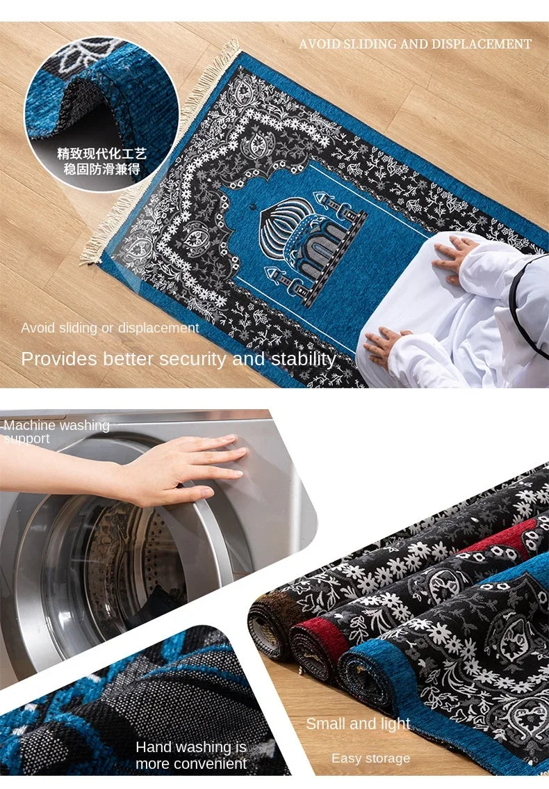 Navak Carpet Women Men Muslim Prayer Rug Worship Kneel Printed Floor Mat Protable Travel Prayer Rugs Ramadan Gift Soft Islamic Prayer Rug