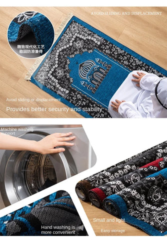 Navak Carpet Women Men Muslim Prayer Rug Worship Kneel Printed Floor Mat Protable Travel Prayer Rugs Ramadan Gift Soft Islamic Prayer Rug