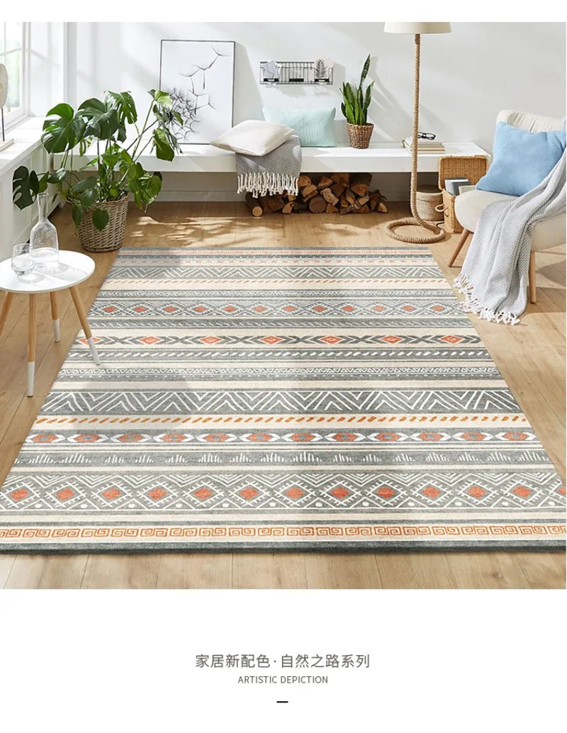 Navak Carpet American Moroccan Bedroom Decor Bedside Carpet Washable Carpets for Living Room Nordic Ethnic Lounge Rug Soft Non-slip Floor Mat