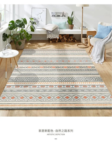 Navak Carpet American Moroccan Bedroom Decor Bedside Carpet Washable Carpets for Living Room Nordic Ethnic Lounge Rug Soft Non-slip Floor Mat