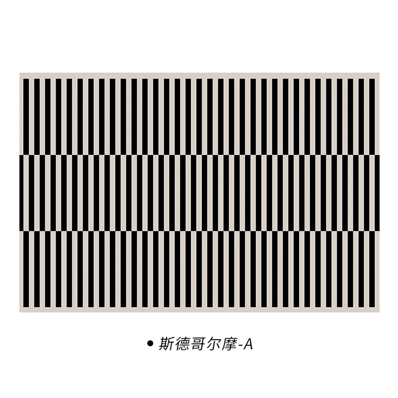 Navak Carpet Light Luxury Rugs for Bedroom Black White Plaid Living Room Decoration Carpet Fluffy Soft Study Rug Home Thicken Plush Floor Mat