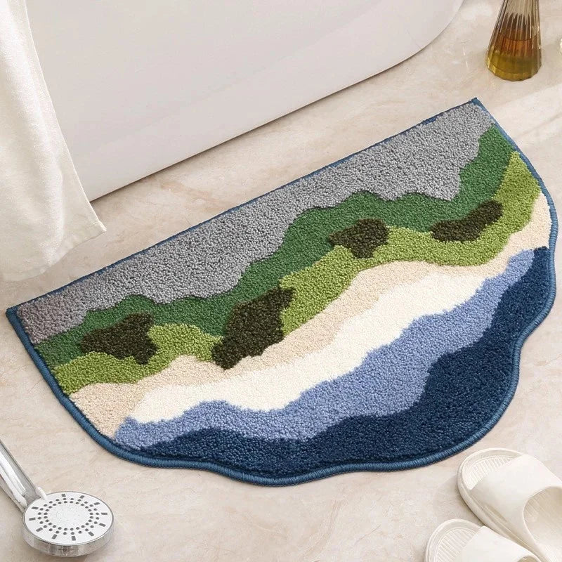Navak Carpet Flower Shaped Cute Bathroom Mats Carpets Microfiber Tufted Mat Cute Luxury Fluffy Thick Rugs High Low Plush Irregular Carpets