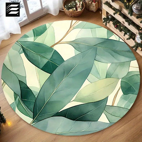 Navak Carpet Round Willow Leaf Pattern Floor Mat - Non-Slip, Durable, Soft & Comfortable, Machine Washable, Lightweight, Ideal for Bathroom,