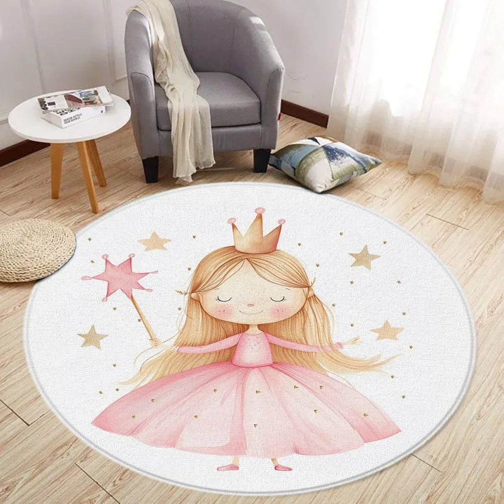 Navak Carpet Cartoon Lion Love Bear Round Rug Living Room Decoration Rabbit Bear Forest Animals Bedroom Rugs Home Mats Washable Leisure Rugs