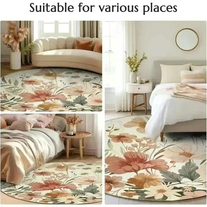 Navak Carpet Compass Print Round Area Rug Bedroom Kitchen Mat Washable Indoor Floor Accent Bathroom Carpet Living Room Home Office Hallway
