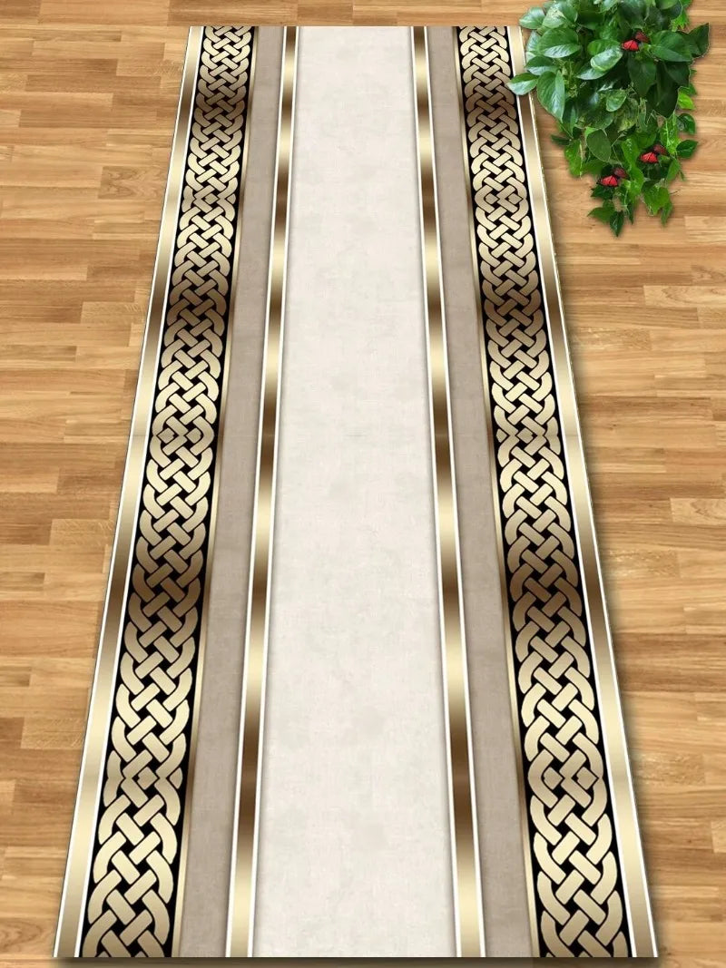 Navak Carpet Luxury Gold Hall Corridor Carpet High End Hotel Lobby Decoration Entryway Carpets Non-slip Carpet Runner Customizable Aisle Rug