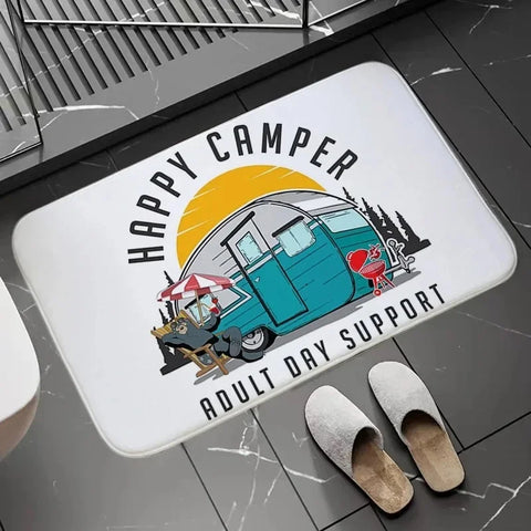 Navak Carpet Happy Campers Rug Non-slip Floor Mat Machine Washable Entrance Carpet for Hallway Bedroom Kitchen and Home Accessories Decor