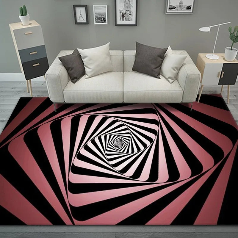 Navak Carpet 3D Vortex Illusion Carpet Entrance Door Floor Mat Abstract Geometric Optical Doormat Non-slip Floor Mat Living Room Decor Rug