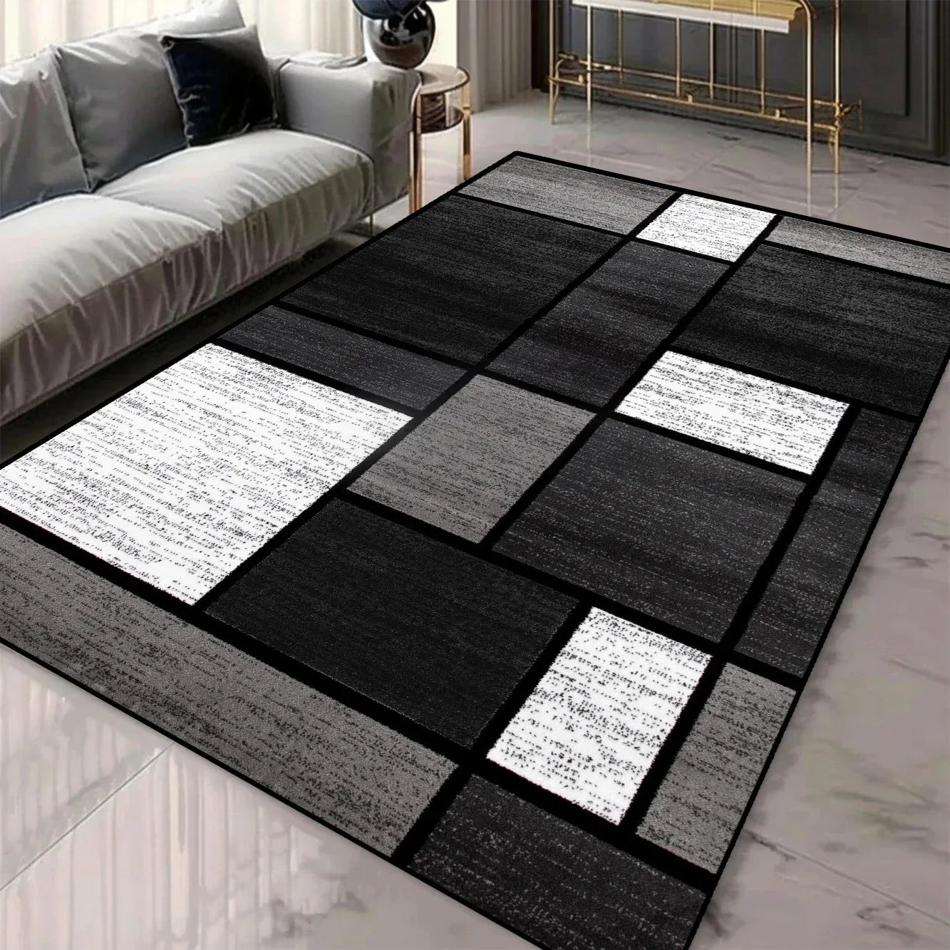 Navak Carpet Geometric Pattern 3D Area Rugs for Living Room and bedroom decor Washable Carpets with Non-slip Backing European Inspired Mats