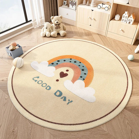 Navak Carpet Cartoon Style Bedroom Decor Plush Carpet Home Fluffy Soft Floor Mat Cute Round Carpets for Living Room Thick Non-slip Lounge Rug