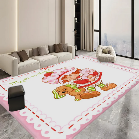 Navak Carpet S-Strawberry-Pink girl Floor Mat Bathroom Mat Kids Room Bedroom Decoration Balcony Anti-Slip Doormat Living Room Welcome Rug